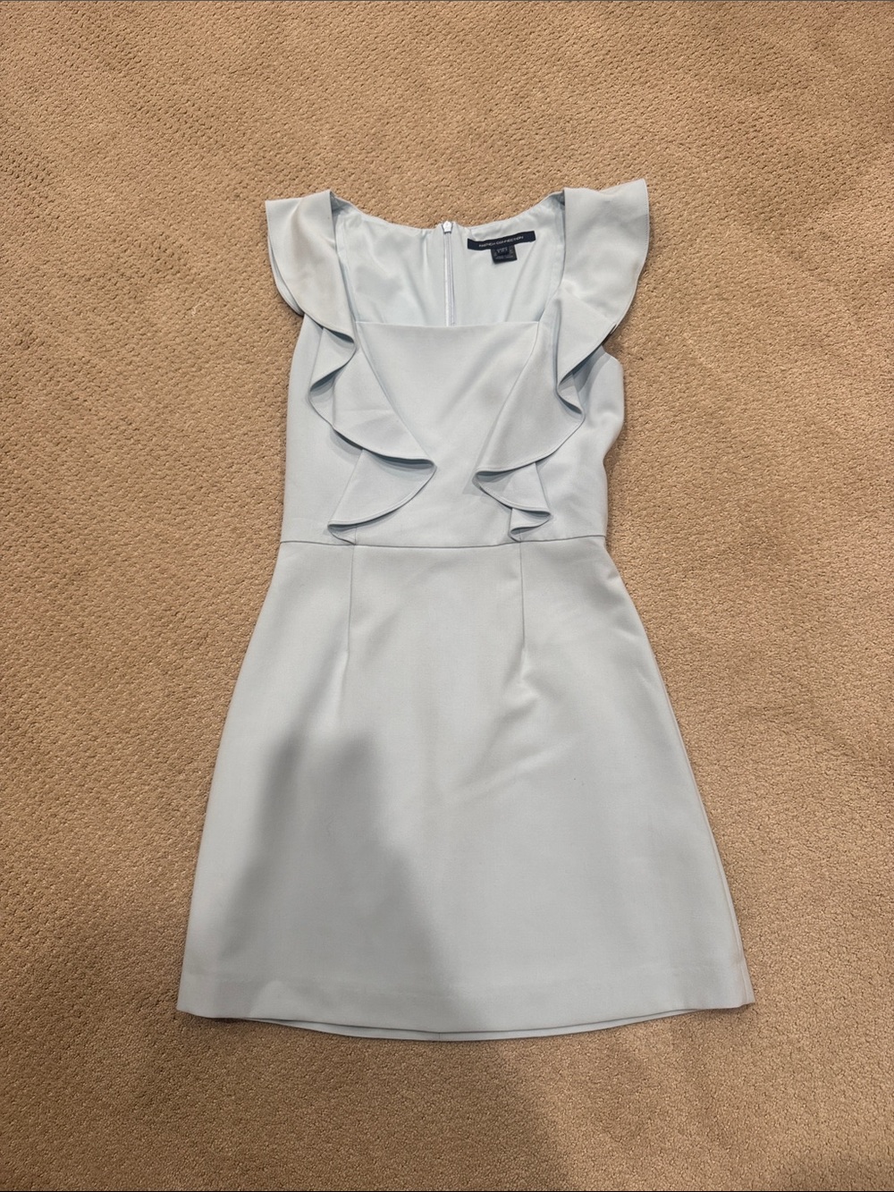 French Connection Pale Blue Ruffle-Trim Mini Dress
